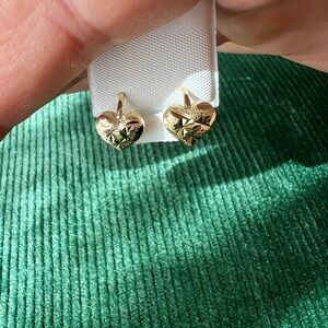 Affordable gift. Texture laminated Heart Earrings